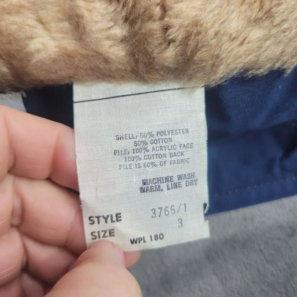 Vintage Navy Blue Kids Peacoat With Faux Fur Lining By Cute Togs Double-Breasted